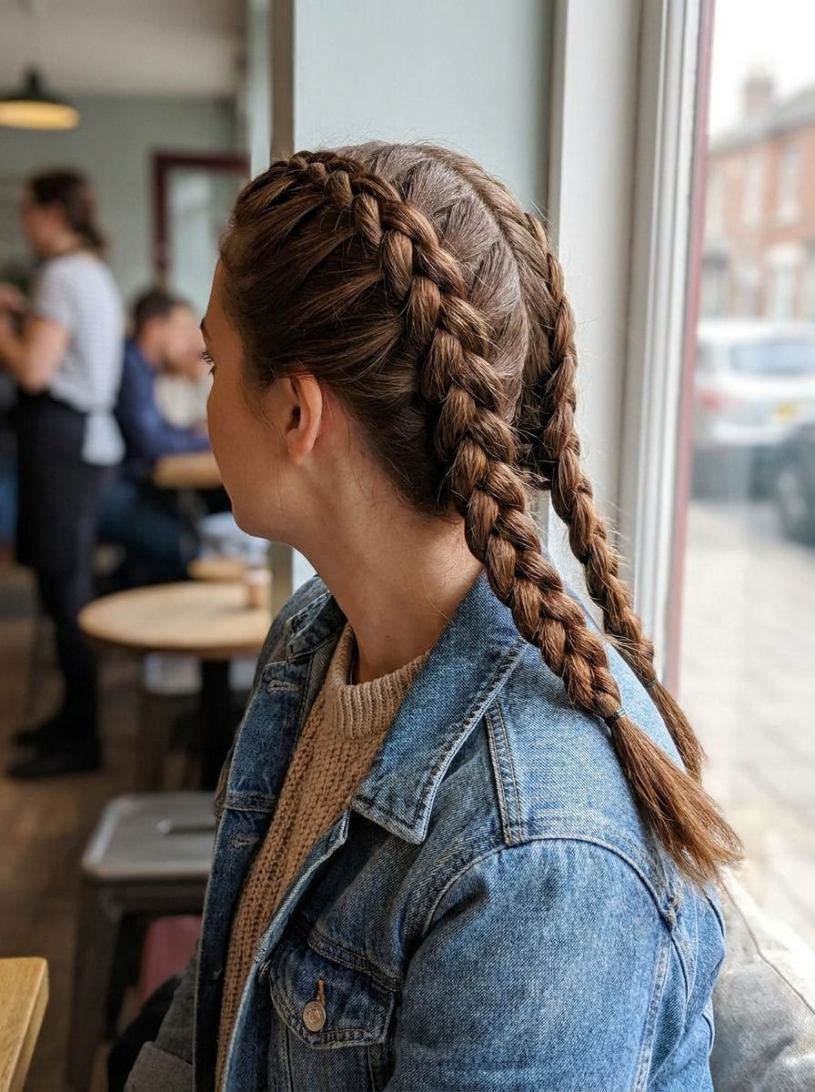 Zwei Dutch Braids - Frisuren für fettige Haare